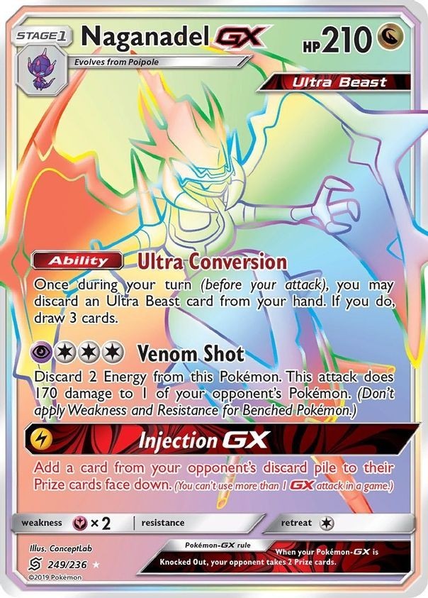 Naganadel GX - 249/236 - Pokemon Unified Minds Sun & Moon Secret Rare Card NM