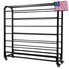 Double Side Large Textile Roll Storage Rack W/ Wheels Fabric Sample Display Rack