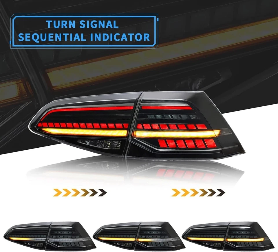 For 2012–2020 Volkswagen Golf MK7 MK7.5 GTI TSI TDI LED Tail Lights Pair L+R - Image 3 of 4