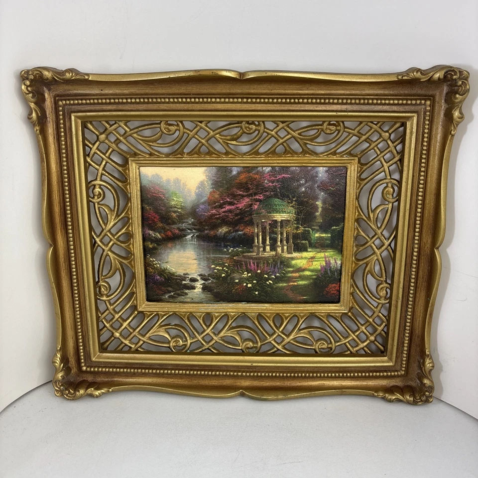 Marco de resina de metal desplazado dorado envejecido 5 x 7 impresión de acento Thomas Kincaid Foto 2 de 4