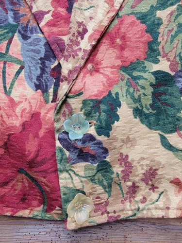 VTG Artsy My Boyfriends Back Floral Jacket OS Santa Monica Funky Chic USA made - Afbeelding 5 van 9