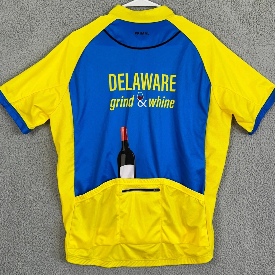 Camisa Primal Jersey de Ciclismo XL Amarillo Azul Bloque de Color Cremallera Completa Manga Corta NUEVO Foto 2 de 4