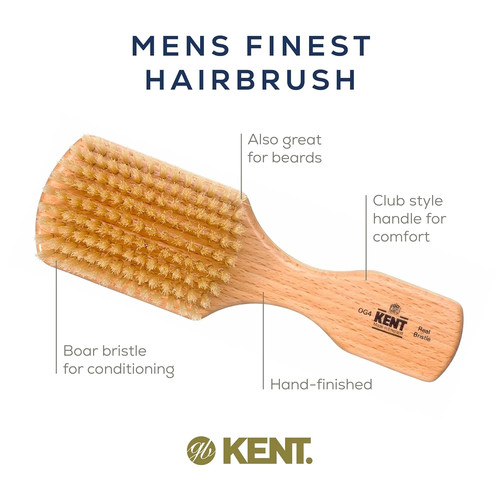 Mens Finest White Boar Bristle Club Hair Brush - Picture 4 of 6