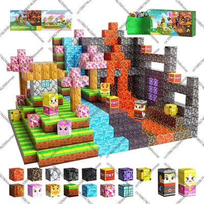 Magnetische Bausteine Minenwelt Magnetwürfel Set MINT Montessori Sensorik Spielzeug 