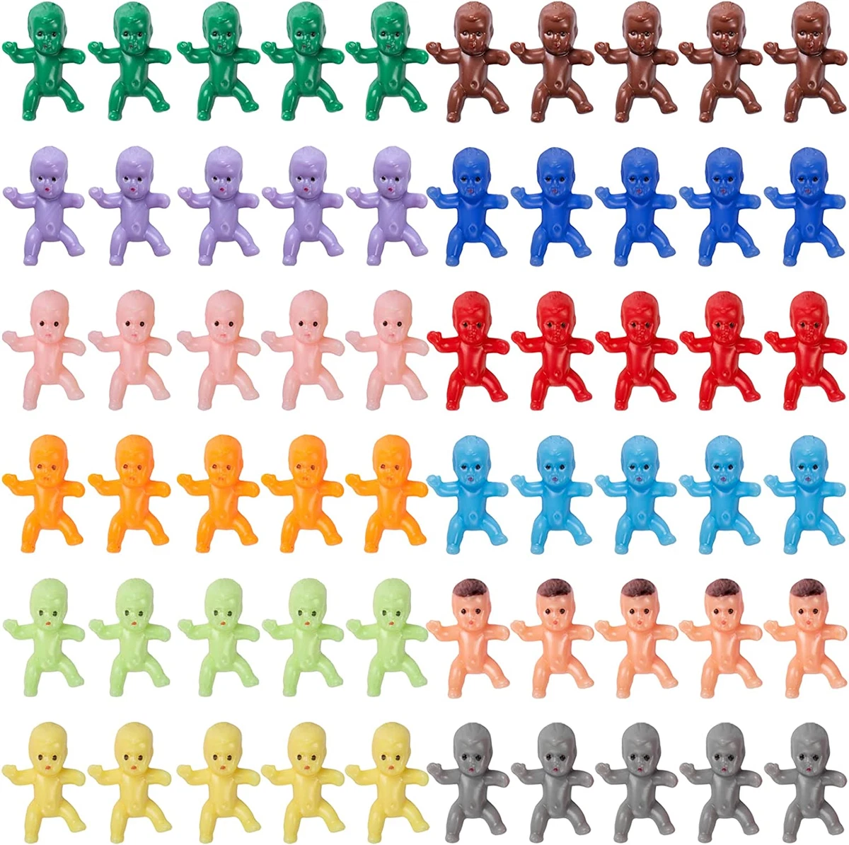 60 Mini Plastic Babies in 12 Colors for Baby Shower Game eBay