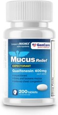 GenCare Mucus Relief Expectorant Guaifenesin 400 mg 200 Tablets Value Pack -