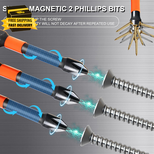 10-Pack Phillips Bits #2 Impact, 2-Inch Magnetic Phillips Head Drill & Screwdriv - Picture 5 of 9