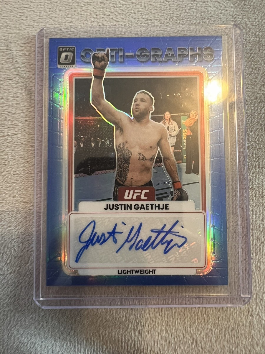Justin Gaethje AUTO, BLUE OPTI-GRAPHS, 94/99, 2023 Donruss