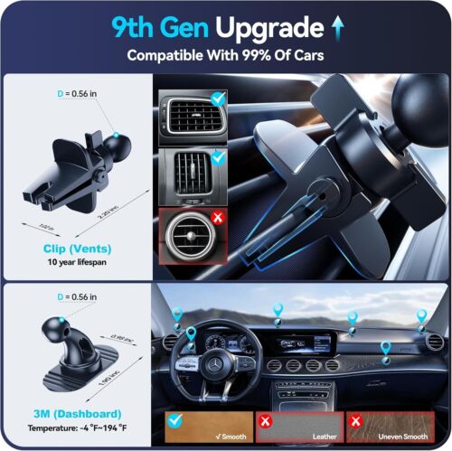 MagSafe Car Mount Wireless Charger Phone Holder Magnetic for Vent/Dashboard Car - Picture 6 of 7