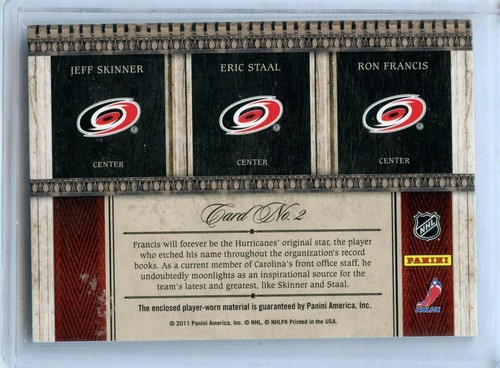 2011-12 Crown Royale Royal Lineage Materials #2 Staal/ Skinner / Francis - Picture 2 of 2