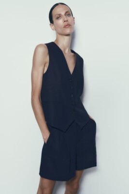 Linen Waistcoat Zara Tailored Vest Zara Co Ord Set Black Linen