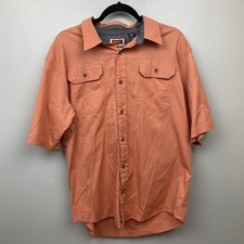 Wrangler Mens Extra Large XL Orange Short Sleeve Button Up Shirt Breathable