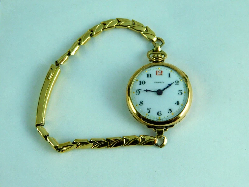 ANTIQUE ESPRIT HIRSCH 15J 2 ADJ GOLD FILLED LADIES WATCH SERVICED C.1900 - Image 2 of 4