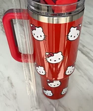 Red Hello Kitty Tumbler Cup Mug - Stainless Steel - 40oz - Red Glitter - NIB