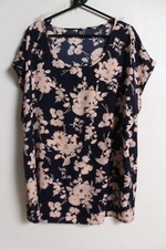 IZ Izabel London Curve Womens Floral Patterned Blouse - NAVY - Size 24 L59 