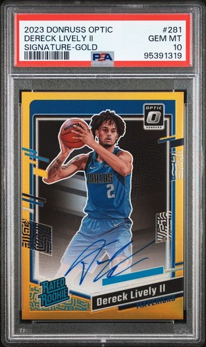 2023-24 Donruss Optic Dereck Lively II #281 RC Rated Rookie Auto Gold /10 PSA 10