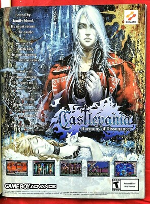 2002 CASTLEVANIA Harmony of Dissonance GameBoy Video Game = Promo Print AD 