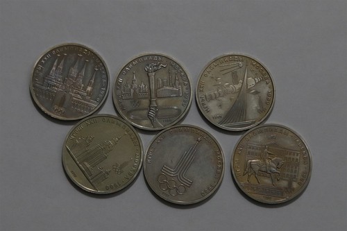🧠🇷🇺 RUSSIA 1 ROUBLE - 6 COINS SET OLYMPICS 1980 MOSCOW B73 #77 - Picture 2 of 10