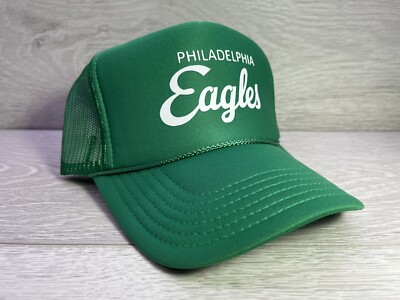 NEW PHILADELPHIA EAGLES SPORTS GREEN HAT 5 PANEL HIGH CROWN TRUCKER SNAPBACK VTG