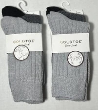 Gold Toe Women's Boot Crew 4 Pair Socks Gray - Brand New with Tags
