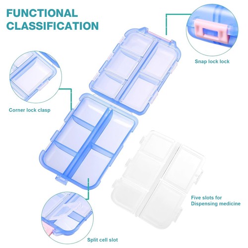 3PCS Pill Organizer 10 Compartments Travel Pill Box Portable Folding Small Case - Picture 18 of 25