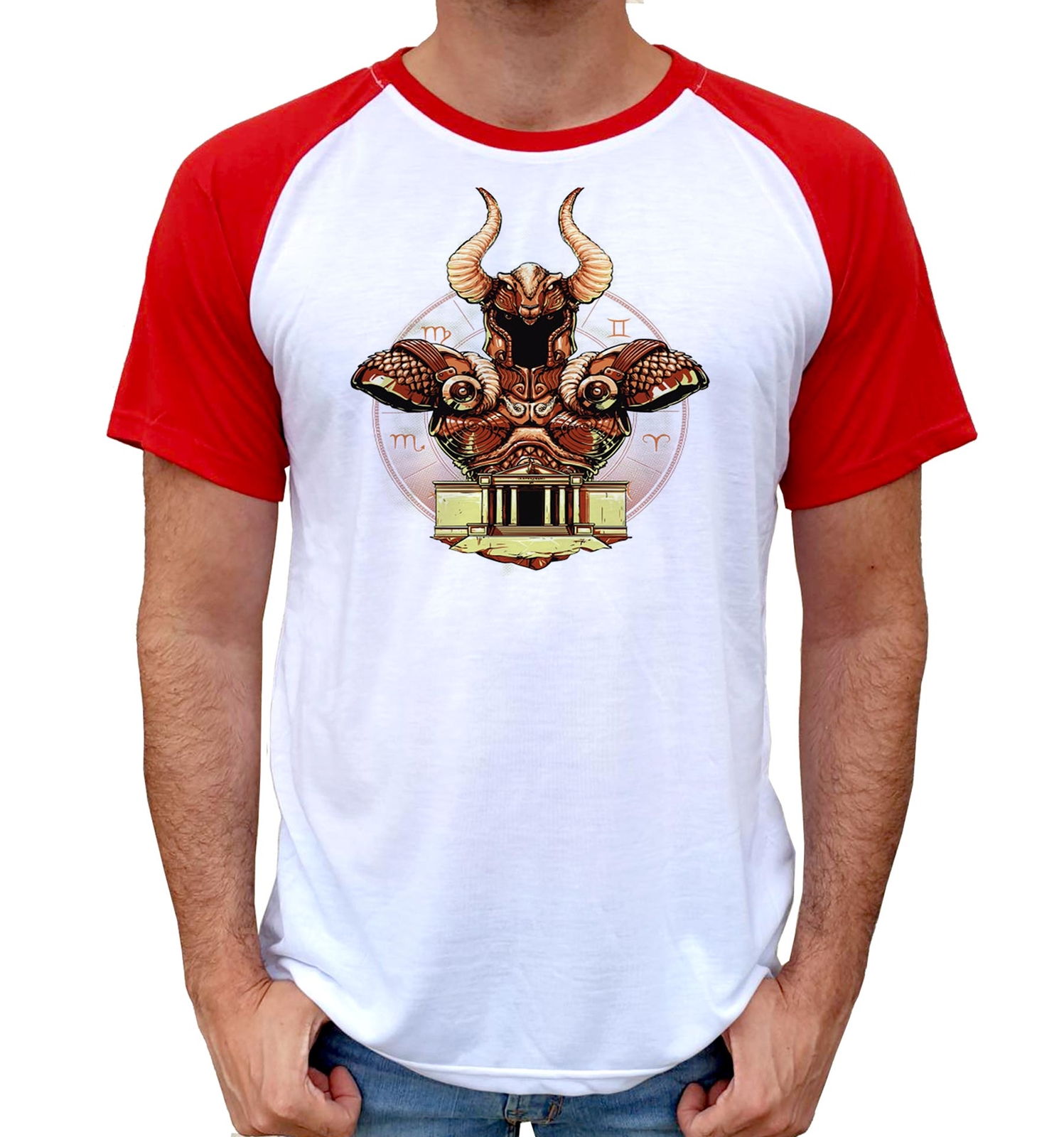 T-shirt Homme Capricorne - Design Sautant Avec Cornes - Bleu Marine - Taille L - Personnalisable