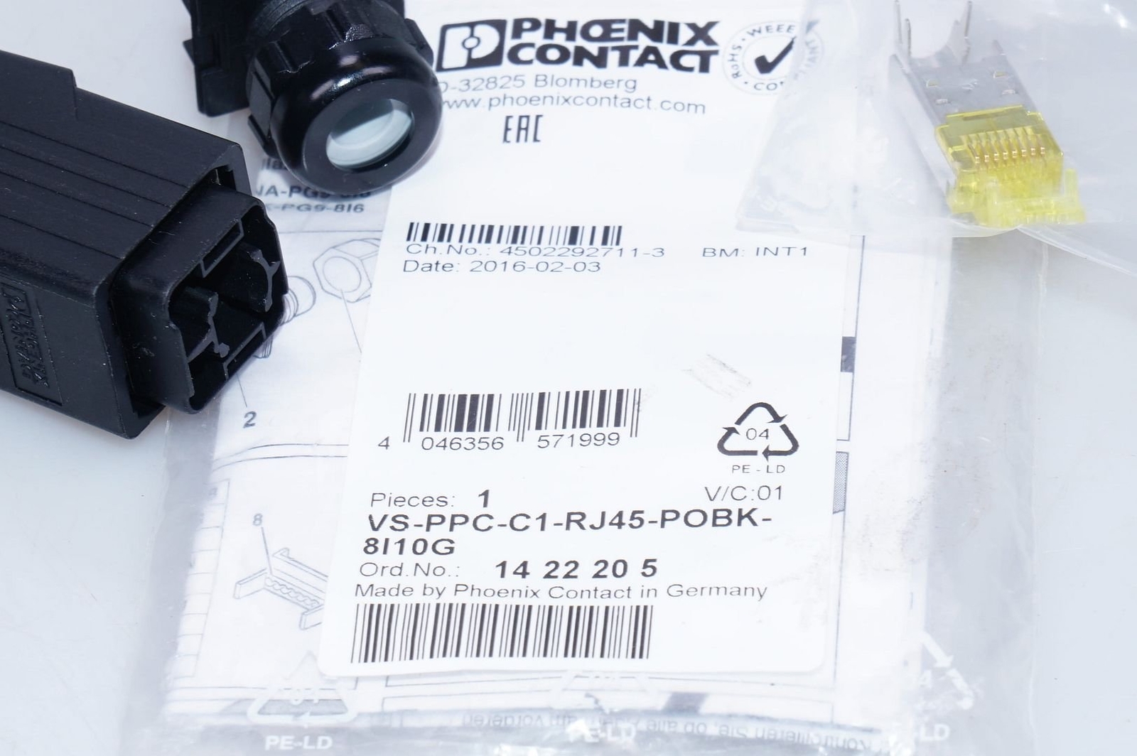 Phoenix Contact VS-PPC-C1-RJ45-POBK-8I10G 1422205 RJ45 Connector OVP
