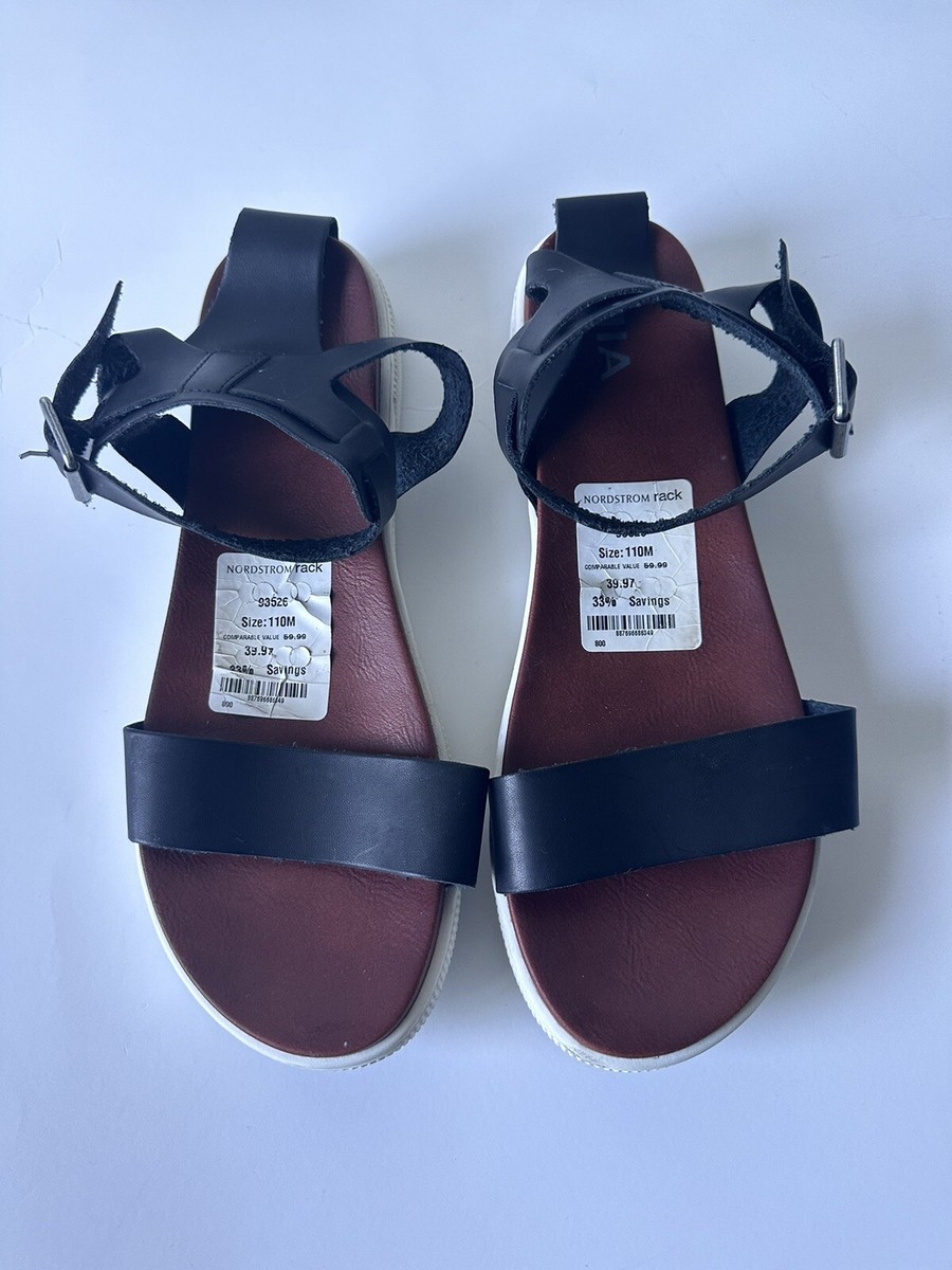 MIA ELLEN WOMEN'S SIZE 11 BROWN/BLACK ANKLE STRAP PLATFORM SANDALS