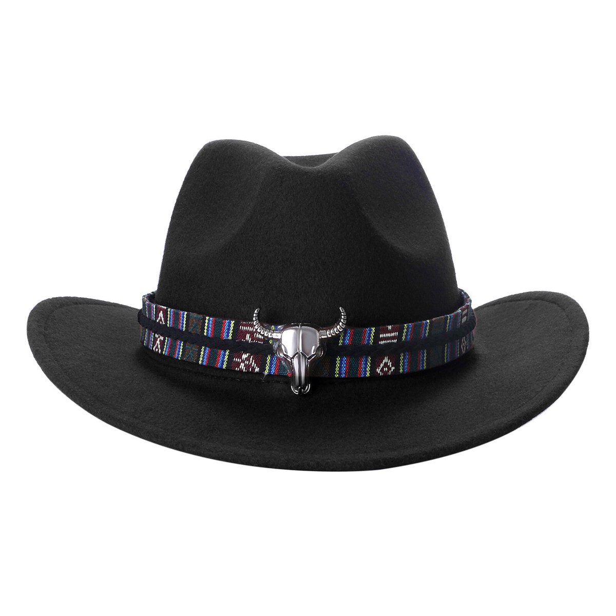 Western Cowboy Cowgirl Hat Retro Wide Brim Felt Panama Jazz 