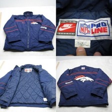 Vintage Denver Broncos Jacket Men Medium Nike NFL Pro Line Blue Quilt Lined RARE