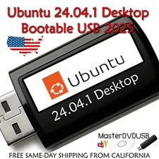 Ubuntu Desktop 24.04.1 LTS 2025 - Bootable USB Flash Drive - 64-bit Secure OS
