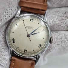 Rare Vintage DELBANA Ancre 15 Jewels/Rubis Swiss Military Mens Wrist Watch 