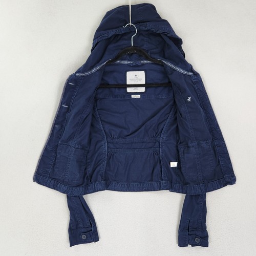 Abercrombie Fitch Jacket Girls Medium Navy Blue Hooded Adirondack Heritage Kids - Picture 7 of 13