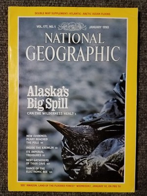 National Geographic Magazine January 1990 No Map, Alaska's Big Oil Spill
