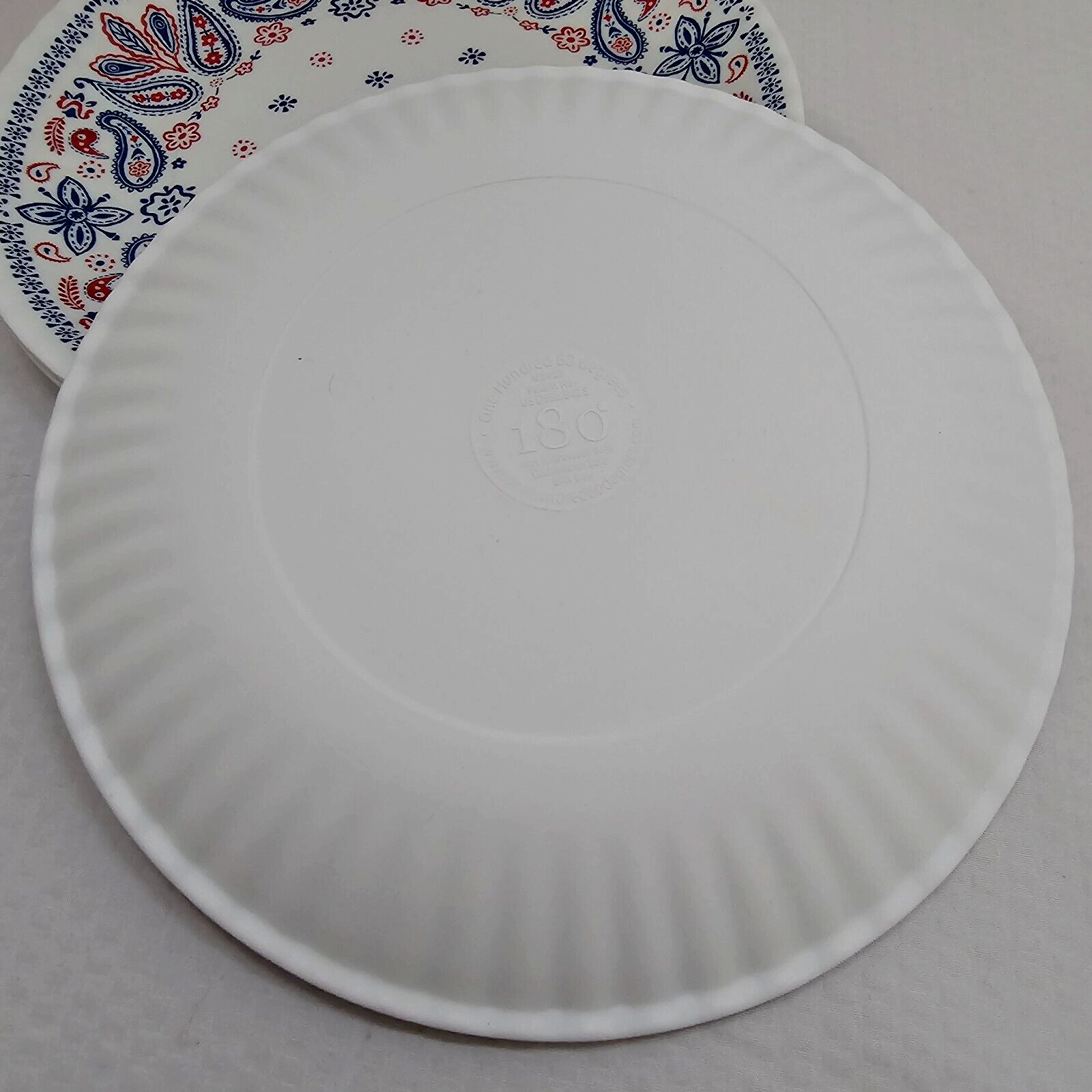 180° Tumblers & Dessert Plates Bandana Pattern Melamine Set of 8 Blue & Red