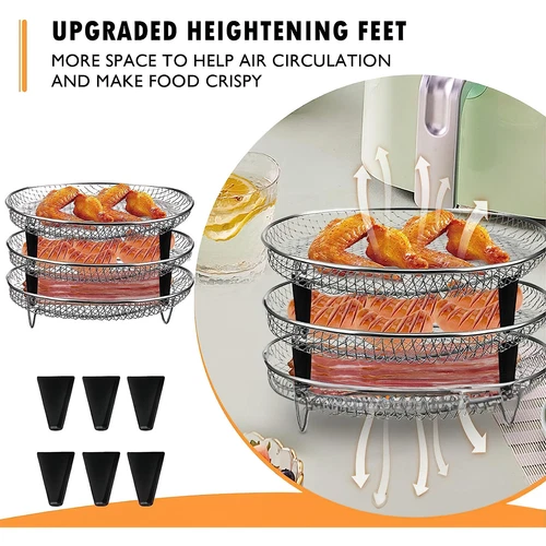 3 Layer Air Fryer Rack 304 Stainless Steel Dehydrator Rack Basket Tray for Ninja - Picture 7 of 8