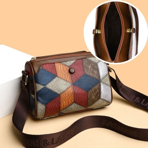 Patchwork Color Women's Shoulder Bag Wide Band Rolling Drum Bags eBay