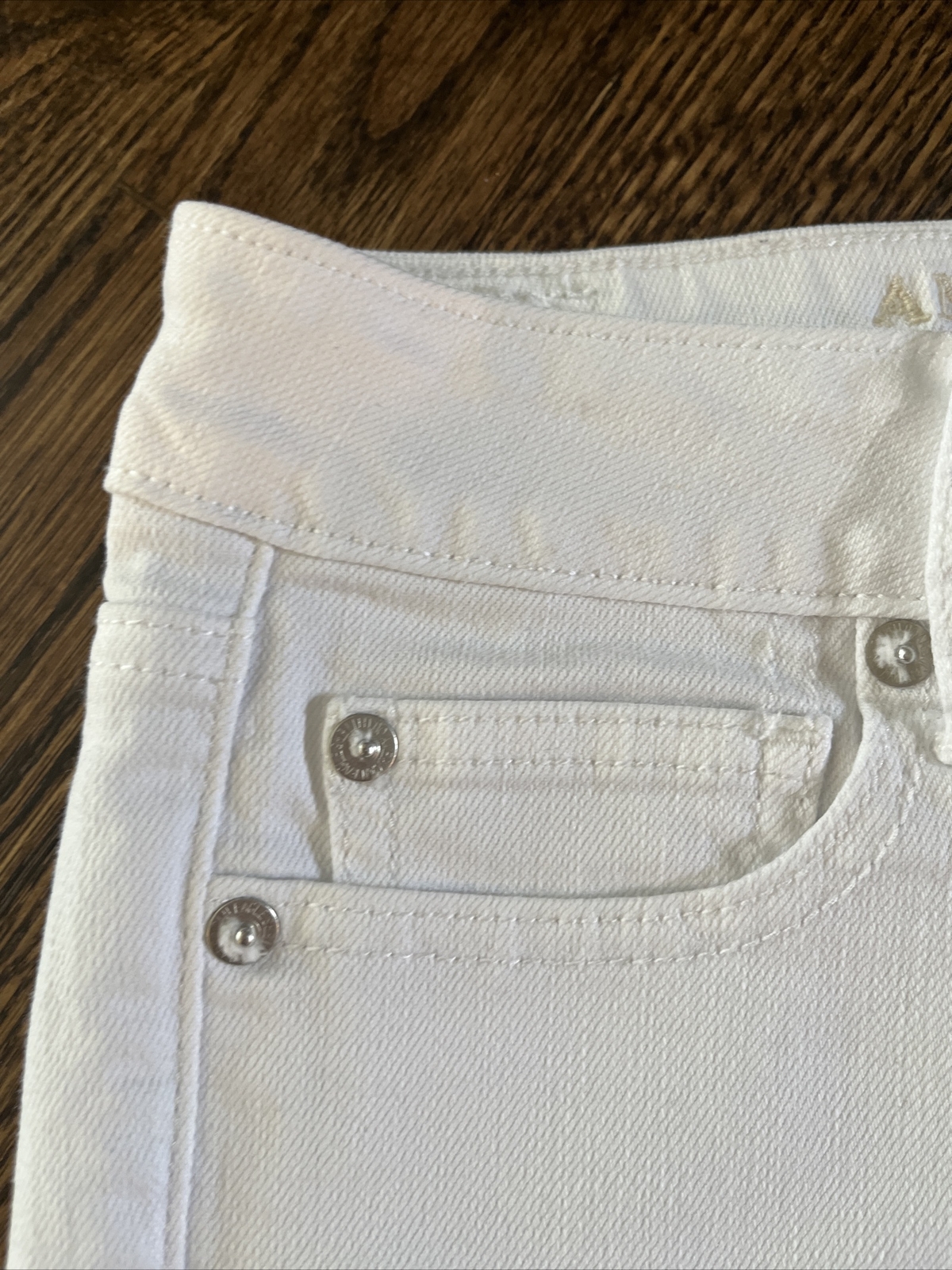 American Eagle Women's Jean Shorts Size 0/26 White Denim Stretch Raw Hem - View 2