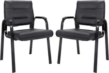 Set of 2 Office Guest Chair Leather Executive Side Reception Chair w/Metal Frame