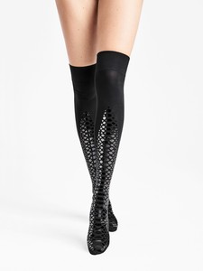 snake print thigh highs