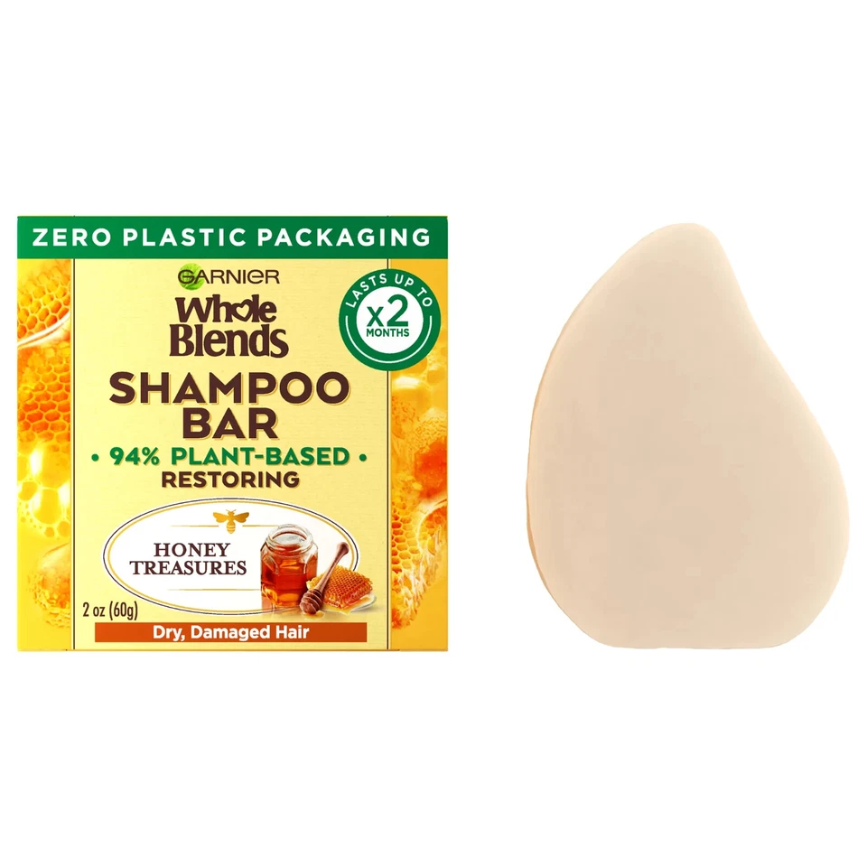 3-Pack Garnier Whole Blends Honey Treasures Plant Based Shampoo Bar, 2 oz - image 2 of 4