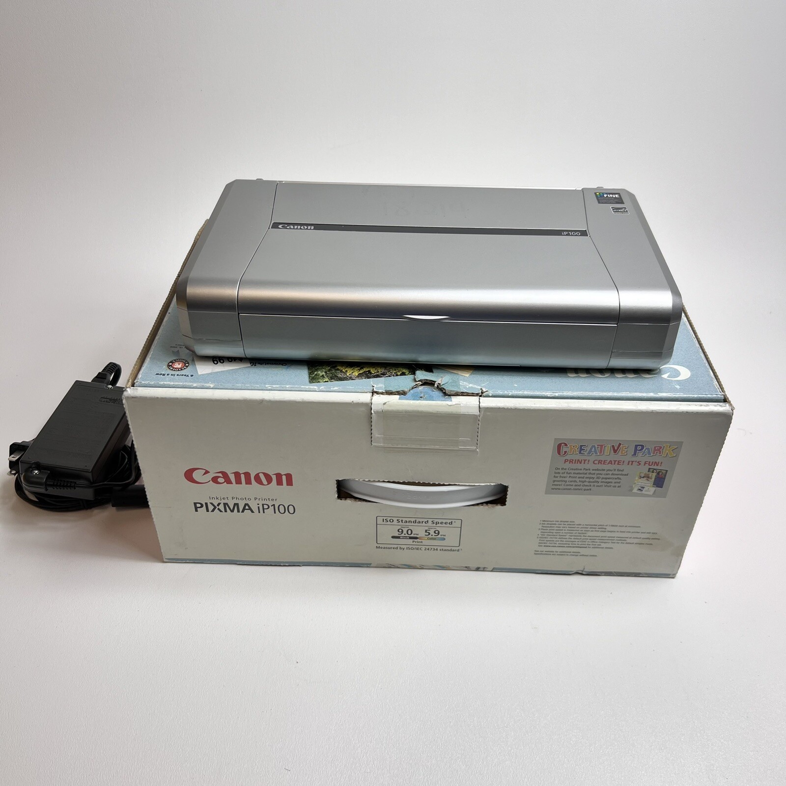 Canon Pixma IP100 Mobile Inkjet Color Printer AC Adapter USB