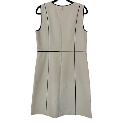 DKNY Donna Karan New York Silk Trim Shift Dress 14 beige Ponte Knit career  work | eBay