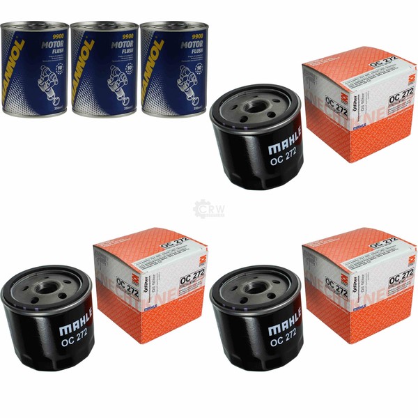 3X Original Mahle / Knecht ÖLfilter OC 272 + 3X SCT Motor Flush MotorspüLung-image