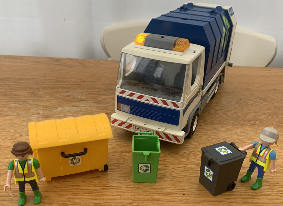 Playmobil 4129 Recycling Lorry with Figures Refuse Truck Bin Lorry eBay