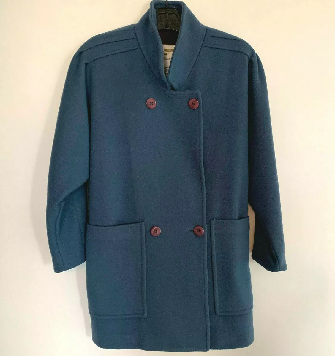 Vintage London Fog Maincoats Womens Size 12M Blue 100% Wool Lined Peacoat  Winter