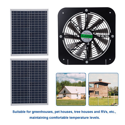 1200CFM Solar Powered Attic Ventilator Gable Roof Vent Fan w/ 30W Foldable Panel