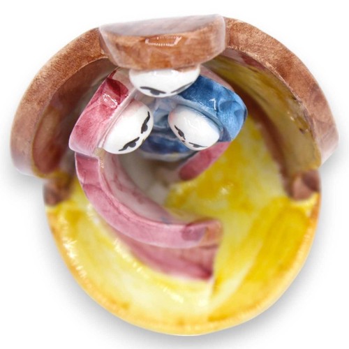 Crèche Stylisée en Céramique Caltagirone, H 13 X 7 CM Ca. Saint Famille - Photo 6 sur 7