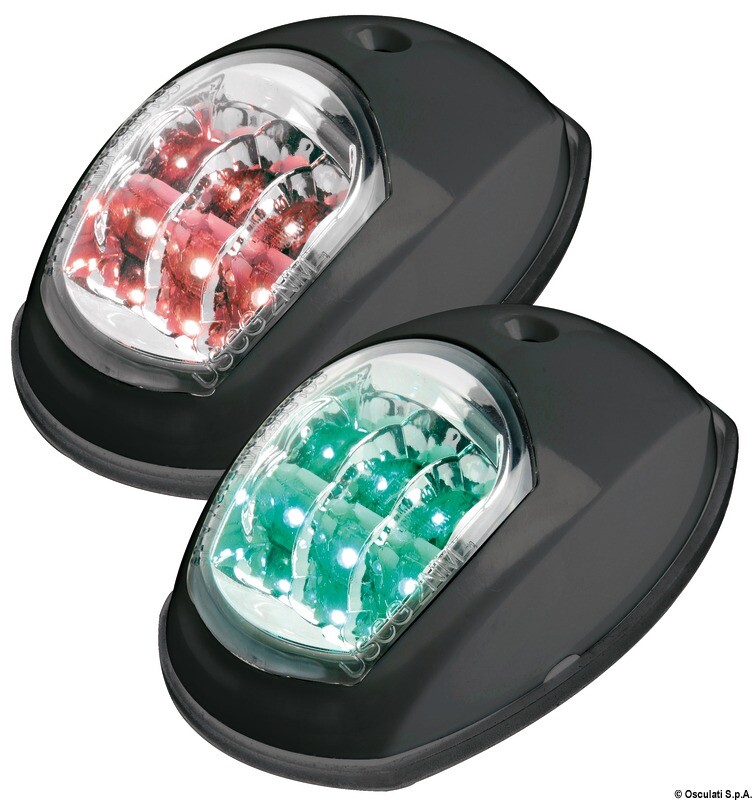 Pair LED Navigation Lights Black Case Red & Green Light 12v