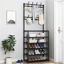 Large Shoe Rack and Coat Hanger Organizer - 5-Tier Entryway Storage Solution